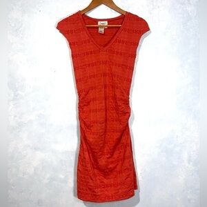 MSSP Max Studio Specialty Products Orange Runched Sides Cap Sleeve Dress Small